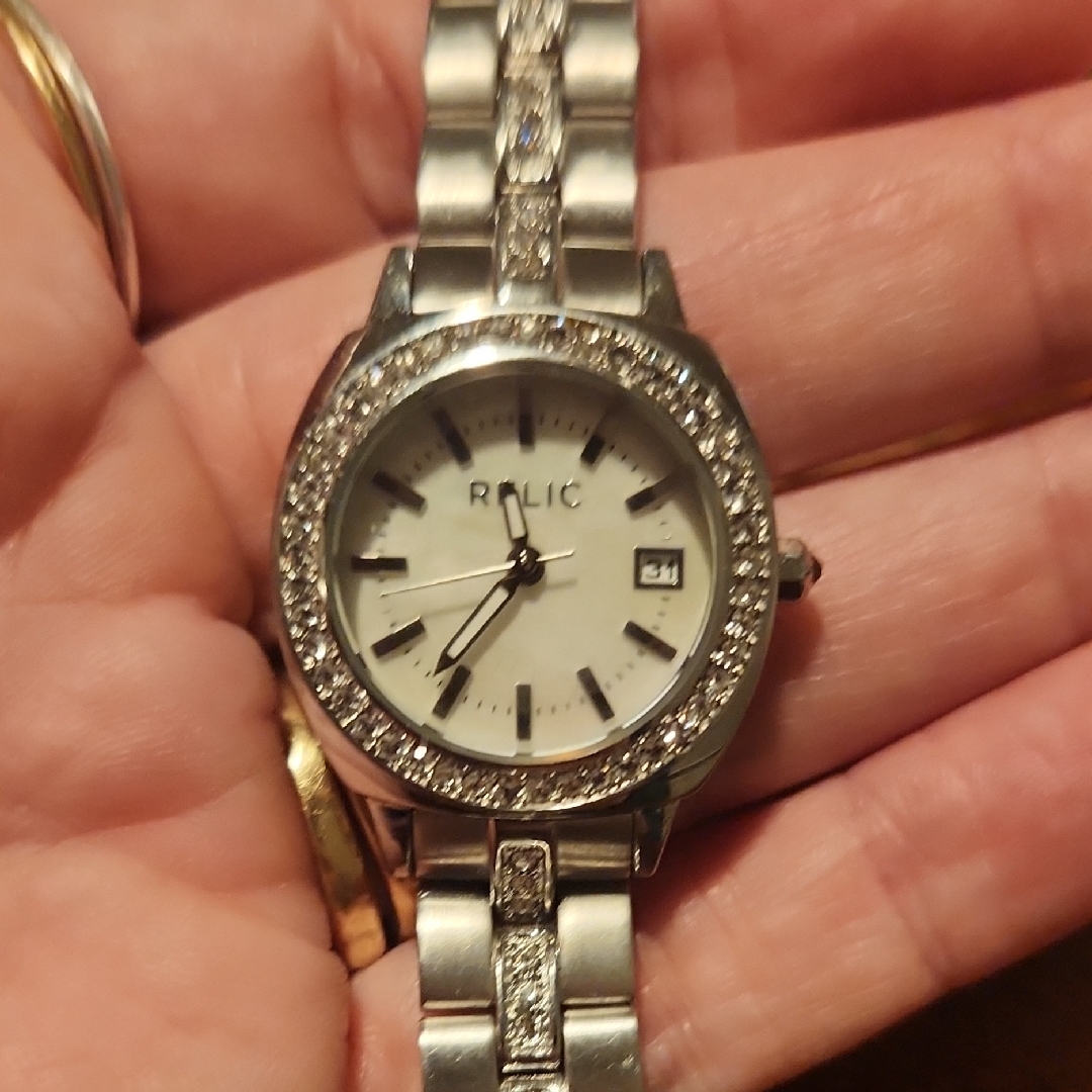 Relic Silver Timepiece With Crystal Details